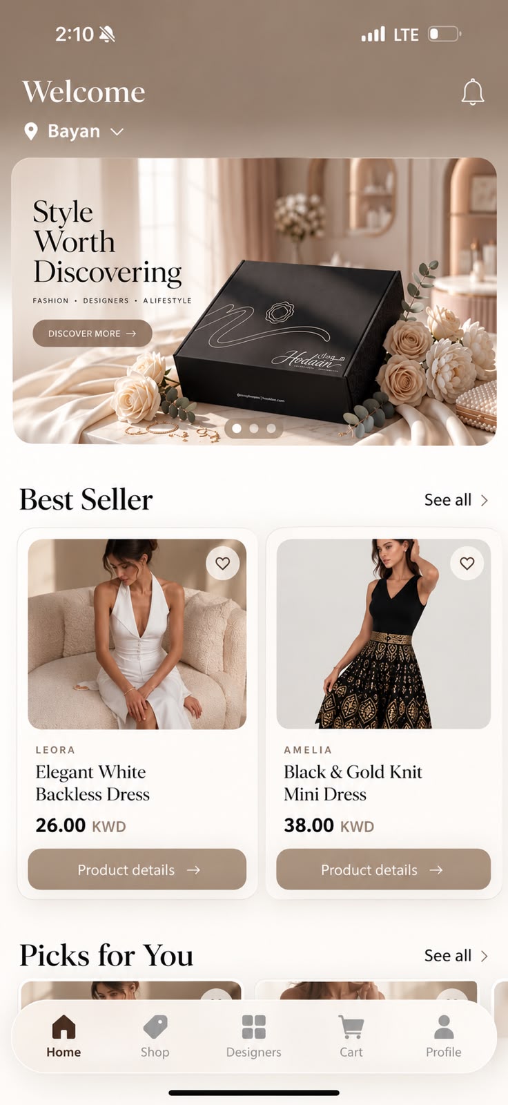 Hodaan mobile app home screen